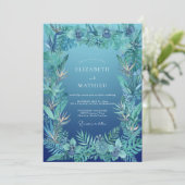 Invitation Mariage Azur Palmier Eucalyptus Tropical (Debout devant)