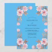 Invitation Mariage Azure Copper Petal (Devant / Derrière)