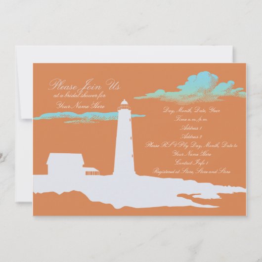 Invitation mariage/baby shower au phare (Devant)