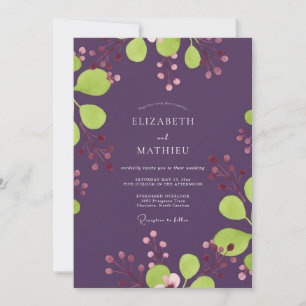 Invitation Mariage Baie Chartreuse prune