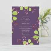 Invitation Mariage Baie Chartreuse prune (Debout devant)