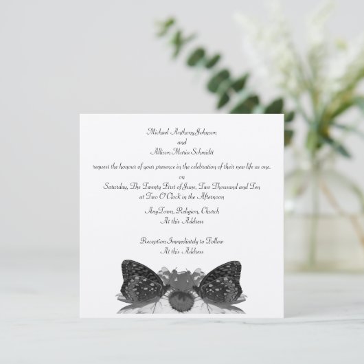 Invitation Mariage Baisers papillon (Debout devant)