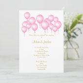 INVITATION MARIAGE BALLONS BLANCS ROSE SIMPLE (Debout devant)