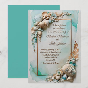 Invitation mariage balnéaire turquoise