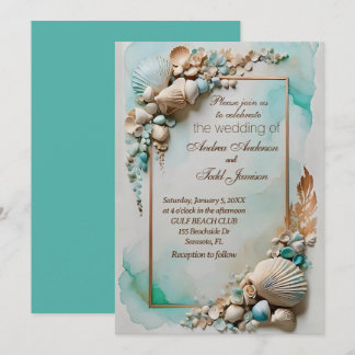 Invitation mariage balnéaire turquoise