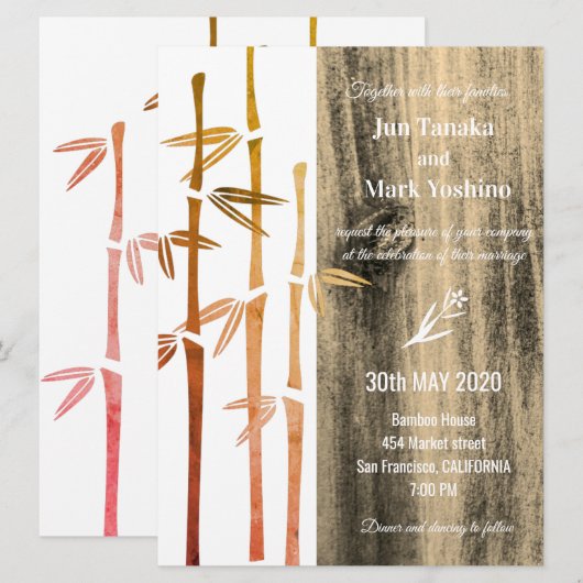 Invitation Mariage bambou (Devant / Derrière)