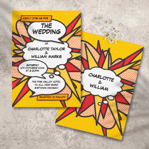 Invitation Mariage Bande Dessinée Pop Art Moderne et Amusant