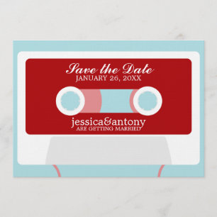 Invitation Mariage Bande Mixte Rétro Enregistrer la Date