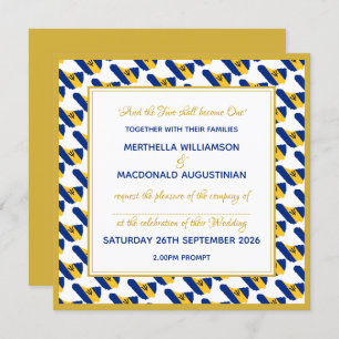Invitation Mariage barbadien de drapeau d'or fait sur