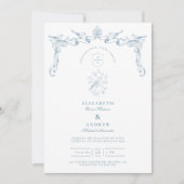 Invitation Mariage Baroque à l'Oiseau Bleu Poussiéreux (Devant)