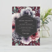 Invitation Mariage baroque ardoise bordeaux (Debout devant)