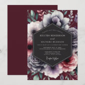 Invitation Mariage baroque ardoise bordeaux (Devant / Derrière)