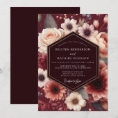 Invitation Mariage Baroque au Teint de Grenat (Devant / Derrière)