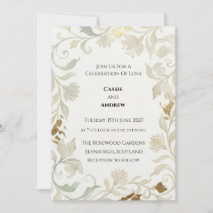 Invitation Mariage Baroque au Tonalité Pâle de Sauge