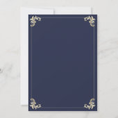 Invitation Mariage Baroque Bleu Nuit Or Monogramme (Dos)