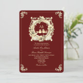 Invitation Mariage Baroque Bourgogne et Or (Debout devant)