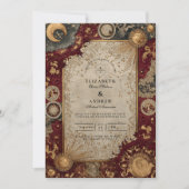 Invitation Mariage baroque céleste cramoisi (Devant)