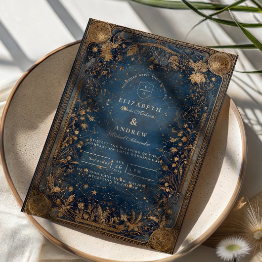 Invitation Mariage baroque céleste de minuit