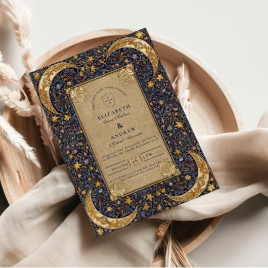 Invitation Mariage baroque céleste de minuit