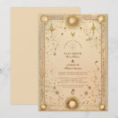 Invitation Mariage Baroque Céleste Doré (Devant / Derrière)