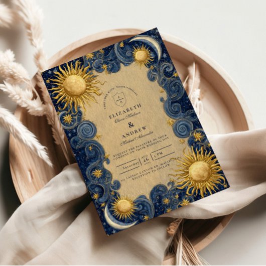 Invitation Mariage Baroque Céleste Doré