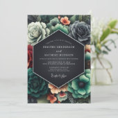Invitation Mariage baroque corail charbon (Debout devant)