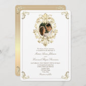 Invitation Mariage baroque d'or (Devant / Derrière)