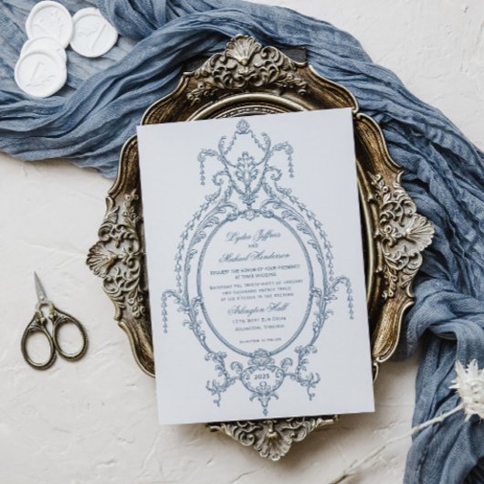 Invitation Mariage baroque d'Ornat Bleu