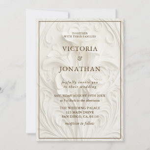 Invitation Mariage Baroque Élégant Floral Tout en un