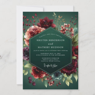 Invitation Mariage Baroque Flore Vert Chasseur