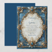 Invitation Mariage Baroque Joyau d'Azur (Devant / Derrière)