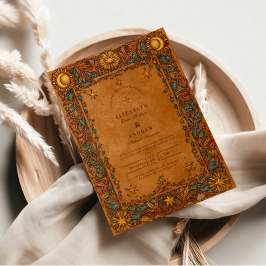 Invitation Mariage baroque mystique céleste