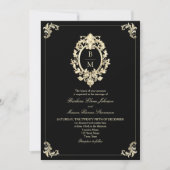 Invitation Mariage Baroque Or Noir (Devant)