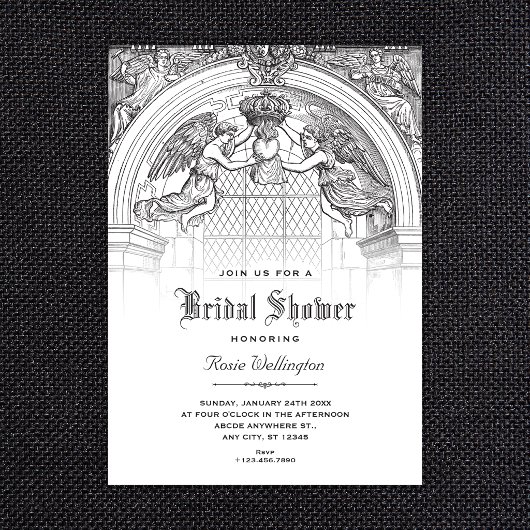 Invitation mariage baroque rétro sous une arche