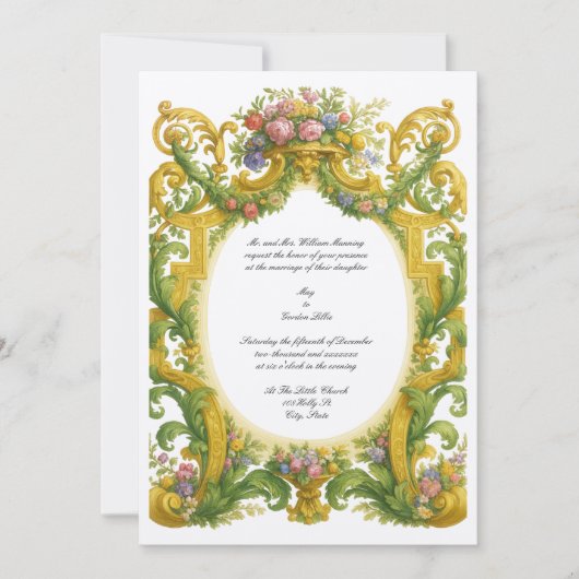 Invitation Mariage Baroque Rococo (Devant)