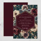 Invitation Mariage Baroque Sarcelle (Devant / Derrière)