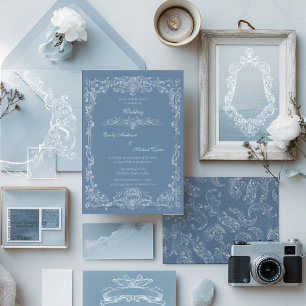 Invitation Mariage Baroque Vintage Damassé