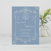 Invitation Mariage Baroque Vintage Damassé (Debout devant)