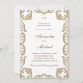 Invitation Mariage baroque vintage monographie orné (Devant)