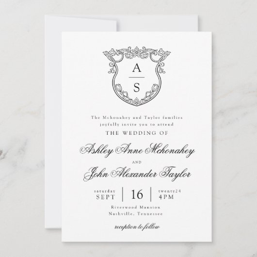 Invitation Mariage Barroque Crest (Devant)
