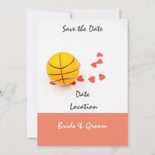 Invitation Mariage basket-ball avec des cœurs rouges d'amour (Devant)