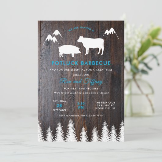 Invitation Mariage BBQ rustique (Debout devant)