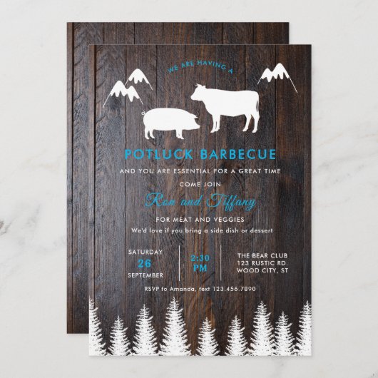 Invitation Mariage BBQ rustique (Devant / Derrière)