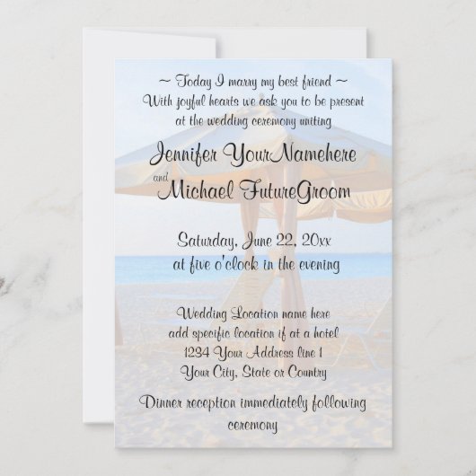 Invitation Mariage Beach Cabana (Devant)