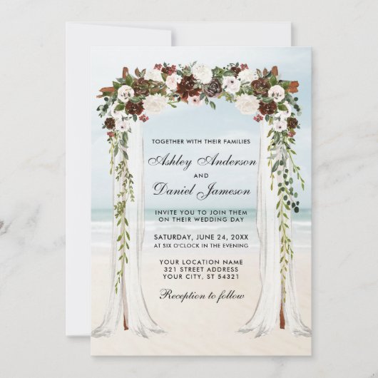 Invitation Mariage Beach Canopy Aquarelle Boho Floral (Devant)