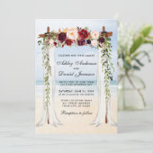 Invitation Mariage Beach Canopy Aquarelle Bourgogne Floral (Debout devant)
