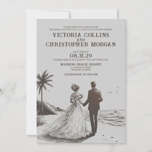 Invitation Mariage Beach Couple (Devant)