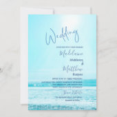 Invitation Mariage Beach Océan Scène Bleu Moderne Design (Devant)