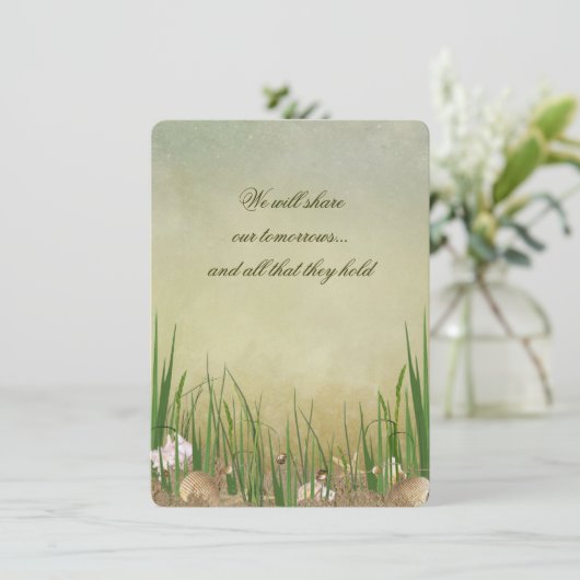 Invitation Mariage Beach Seashells (Debout devant)