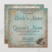 Invitation Mariage Beach Seashells (Devant / Derrière)